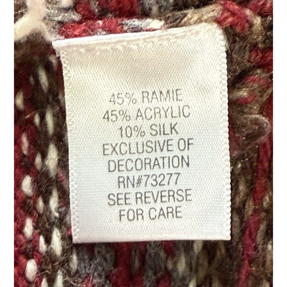 croft & barrow Burgundy Zip Front Fair Isle Cardigan Sweater - Picture 5 of 5